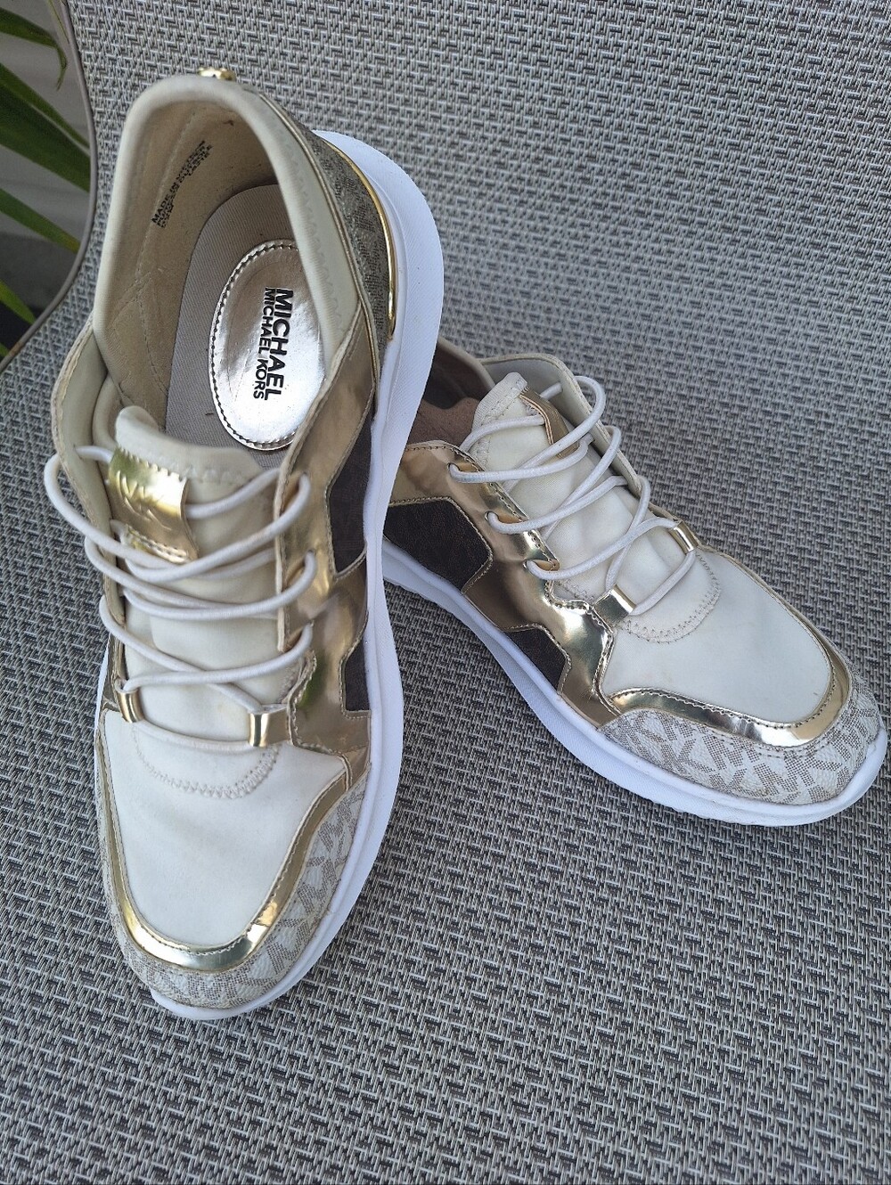 Michael Kors White and Gold Women's Sneakers